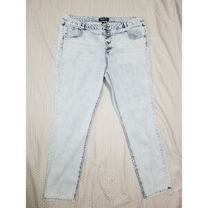 Blue Spice Juniors Light Acid Wash Skinny Button Fly Jeans Size 19 (25" Inseam)